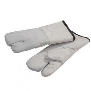 Leather Oven Gloves, 3 Fingers, Temp. Max. 250°C, L 34 x 15 cm - Img 2