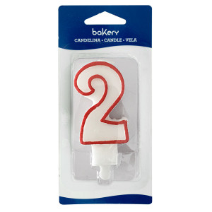 Lumanare Tort cu Suport Plastic, Cifra 2, H 9 cm