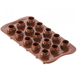 Mr &amp; Mrs Praline Mr &amp; Mrs Brown Silicone mould Ø 2.5 x H 4 cm, 10 ml, 15 cavities (SCG56) - Img 4