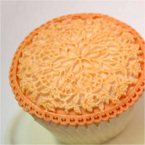 Mulaj Silicon Decor Rotund / Top Cupcake cu Dantela Vintage Ø 7 cm - Img 3
