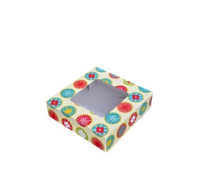 Négyzet alakú doboz ablakkal, sivatag, karton, kaleidoszkóp design 25 x 25 x H 5 cm