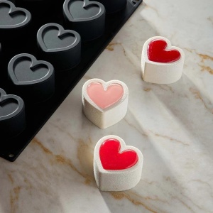 Pavoflex mould 30x40cm Heart 15 cavities, 7 x 6 x H 4 cm, 130 ml - Img 1
