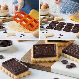 Plastic Biscuit Cutter 6 x 4.3 x H 2.2 cm, 6 Notches + Plastic Chocolate Mould - Img 3