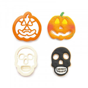 Plastic Halloween Halloween Cut-outs - Pumpkin and Skull R 8 and 9 x H 2.2 cm, 2 pcs - Img 2