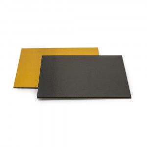 Platou Tort Patrat 2 Fete, Negru/Auriu, 32x32xH0.3 cm