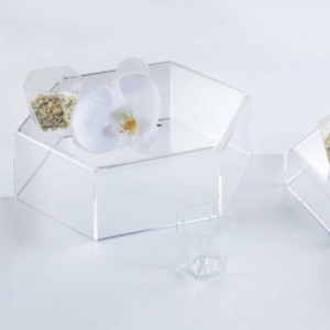 Plexiglas sideboard holder Plexiglas Transparent Hexagon Mosaic Ø 24 x H 8.5 cm - Img 2