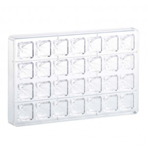 Polikarbonát forma 28 Praliné Pavilon 10 gr, 2,7 x 2,7 x H 2 cm, 27,5x17,5 cm, 10 gr, 10 gr - Img 2