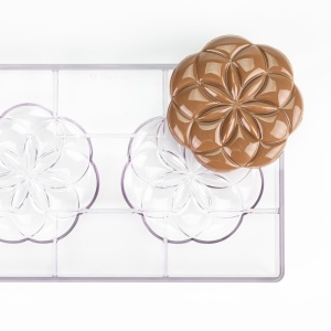 Polycarbonate Flower mould, 2 cavities, 10.9 x 10.7 x H 1.25 cm, 90 gr - Img 3