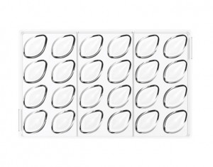 Praline Chocolate Praline Quenelle, 4.2 x 2.7 x H 1.7cm - Polycarbonate + silicone mould kit, 24 cavities (CH038) - Img 3