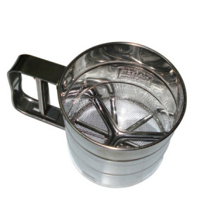Presarator Produse Pudra cu Sita Fina si Maner, integral Inox, Ø10xH9.5cm
