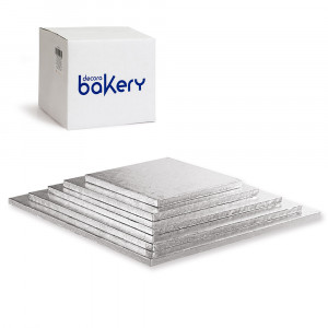 Set of 10 Silver Square Cake Plates, 40 x 40 x H 1.2 cm - Img 3