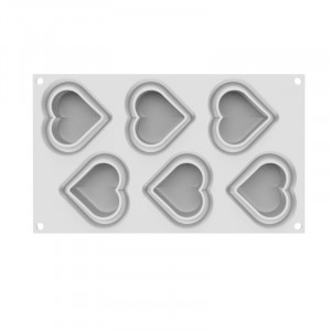 Silicon mould Heart 7.8 x 7 x H 3 cm, 6 cavities x 85 ml + cutter - Img 3