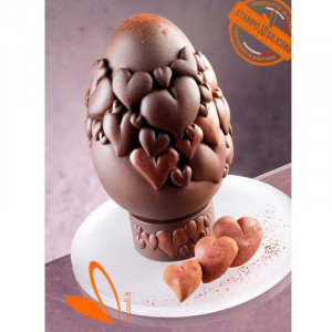 Silicon Mould Medium Egg Decorated with Hearts, Ø 12 x H 18.5 cm - Img 1