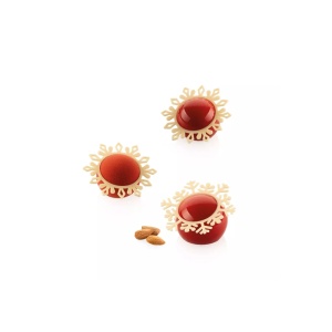 Silicone Decor Top/Insert Mould, Snowflakes Ø 9.5–8.8 x H 0.2 cm, 8 cavities, 3 ml