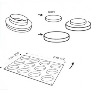 Silicone mould Gianluca Fusto, Monoporti Oval, 9.3 x 6.2 x h 1.5 cm, 67 ml, 12 cavities - Img 2