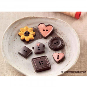 Silicone Praline mould Silikomart Praline Buttons 3 x 3 x H 0.33 cm, 3.3 ml, 15 cavities (SCG29) - Img 2