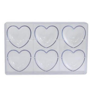 Snack Chocolate 7.5 x 7 x H 2.2 cm - Polycarbonate Heart mould, 6 cavities - Img 2
