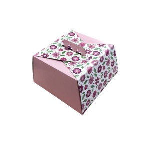 Square Dessert / Cake Box, Cardboard Floral Design 27 x 27 x H 13.5 cm - Img 2
