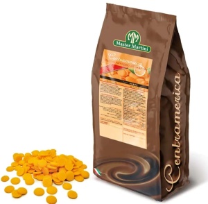 Surogat de Ciocolata Alba cu Aroma Portocala Dropsuri 20% Centramerica, 1 Kg
