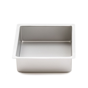 Tava Blat, Prajitura Patrata Margini Drepte, 20 x 20 x H 7.5 cm, Aluminiu Anodizat