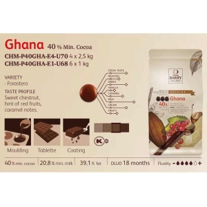 Tejcsokoládé 40,5% Ghána Barry Callebaut, 1 kg - Img 2