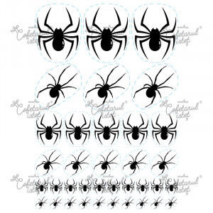 Vafa imprimata Halloween Model 1, Paianjen 36 Decoruri Ø 2.5 - 7.5 cm , A4 - Cofetarul Istet