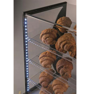 Vitrina Banc Neutra 4 Planuri Expunere, cu Leduri, Plexiglas Transparent/Negru, 39.5x32.5xH50.5 - Img 3