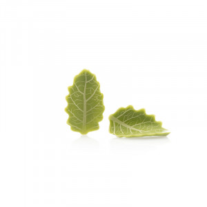 Декорации за шоколад Двойни зелени извити листа без E171, 3,3x1,9 cm, 120 gr, 144 бр. - Img 1