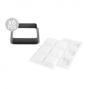 Комплект Tarte 8 x 8 cm, 6 микроперфорирани медни + силициеви формички 6 кухини - Img 1