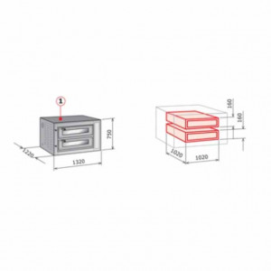 Модулна електрическа пещ за пица, FCS, 2 камери за печене, 1020mmx1020mmx160(h) mm - Img 2