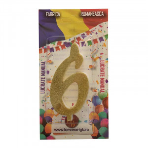Свещ за торта XL H 12 cm, фигура 6, златна - Img 2