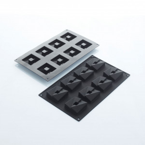 Силиконова форма за кубчета 5 x 5 x H 1,6 cm, 8 кухини, 28 ml - Img 1