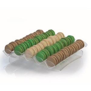 5-Column Horizontal Macaron Display Stand, Clear Plexiglas, 33 x 31 x H 6.5 cm