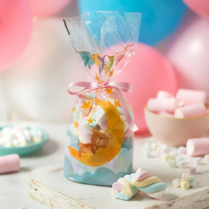 Bags S with Base, Cellophane with Baby Pattern, 12.5 x 3 x H 24 cm, Set of 20 pcs - Img 3