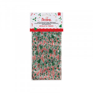 Bags S with base, cellophane, with Christmas pattern, Bradut, Acadea 12.5 x 3 x H 24 cm, Set 20 pcs - Img 1