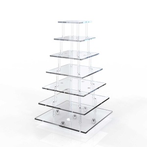 Cake / Buffet Stand, Model Infinity, Transparent Plexiglas, 7 Square Plates