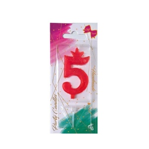 Cake Candle H 7 cm with Stand, Figure 5, Red