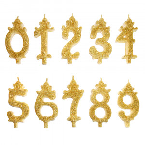 Cake Candle H 8.5 cm, Figure 1, Golden - Img 2