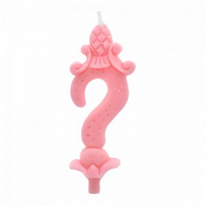 Cake Candle H 8.5 cm, Question Mark, Pink