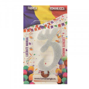 Cake Candle XL H 12 cm, Figure 3, Silver - Img 2