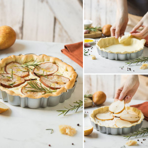 Cake Tray with Scalloped Edges and Removable Base, Ø 20 x H 3 cm, Non-stick Aluminium - Img 3