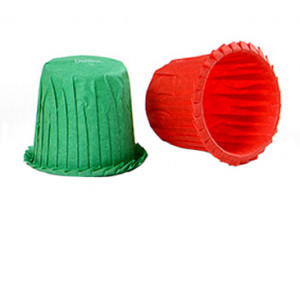 Chese S krepp papír ColourMix, piros és zöld, Ø 3 x H 3,5 cm, 35 db - Img 1