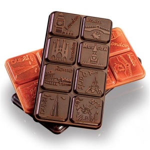 Chocolate bars 15 x 7.6 x H 0.7 cm - Polycarbonate mould City, 3 cavities - Img 1