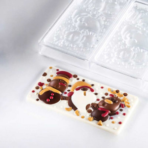 Csokoládétáblák 15,4 x 7,7 x H 1,3 cm - Polikarbonát forma Xmas Friends, 3 üreggel - Img 2