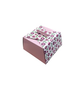 Cutie Patrata Desert / Tort, Carton Design Floral 24 x 24 x H 13.5 cm - Img 2