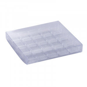 Cutii Praline din Plastic Transparent, 20 cavitati 16 x 15 cm, 25 buc