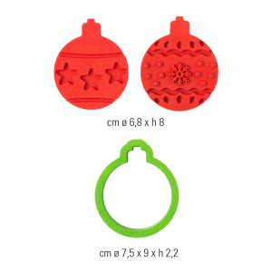Cutter + Plastic Christmas Marker - Globes Ø 7.5 x H 2.2 cm, Set 3 pcs - Img 2