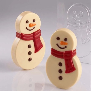 Frosty the Snowman 3D, 9.5 x 2.5 x H 16 cm, Set of 2 Plastic Chocolate Moulds