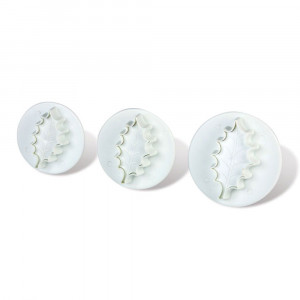 Frunze Ilex 1 Petala - Decupatoare Plastic cu Extractor Ø 2, 3 si 3.5 cm, Set 3 Buc
