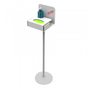 Glove Hol Holder and Sanitising Bottle Ø 10.2 cm, White Plexiglas, H126 cm - Img 1